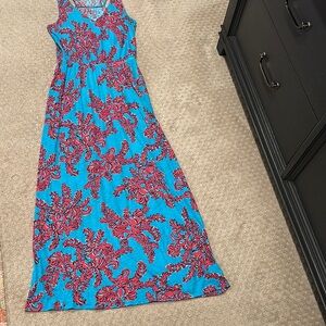 Lilly Pulitzer Blue and Pink Halter Maxi Sundress